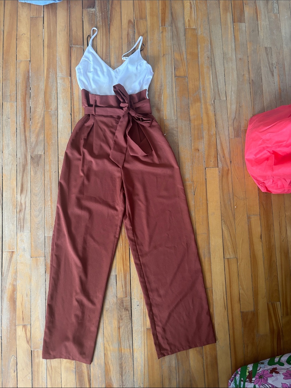 Forever 21 Paperbag High-Waist Wide-Leg Pants - Rust